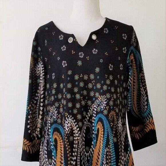 CREATION Women’s A- Line Black Tunic Dress Paisley Print - Size S - Picture 5 of 5